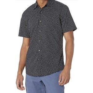 NWT Men's Amazon Ess Sz Small Black Slim Fit Short Sleeve Button Down Shirt